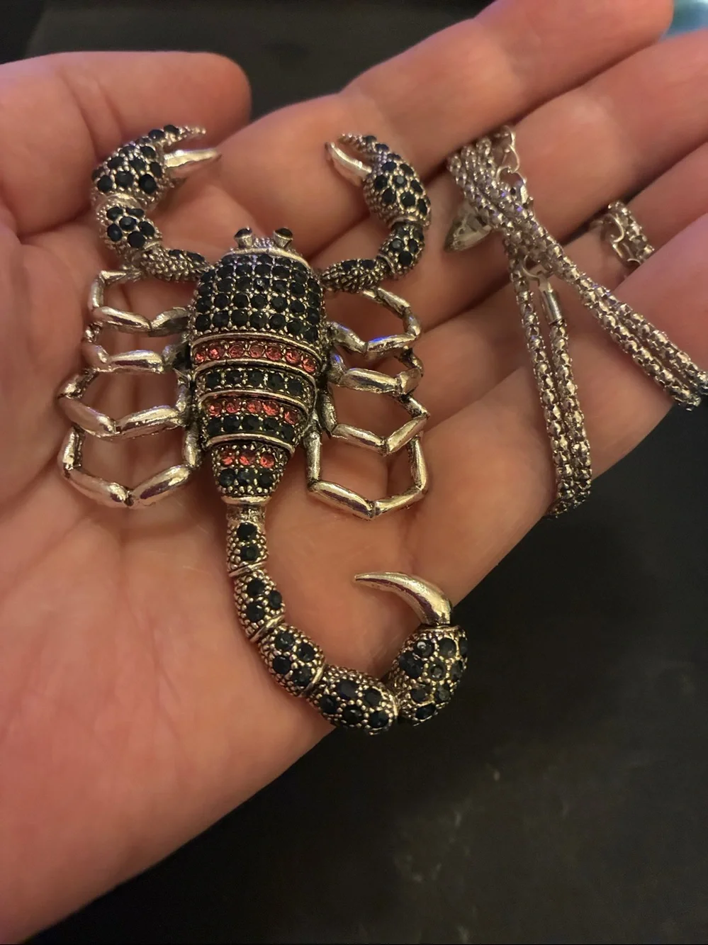Scorpion Pendant Necklace - Black and Red Crystal Accent NWOT